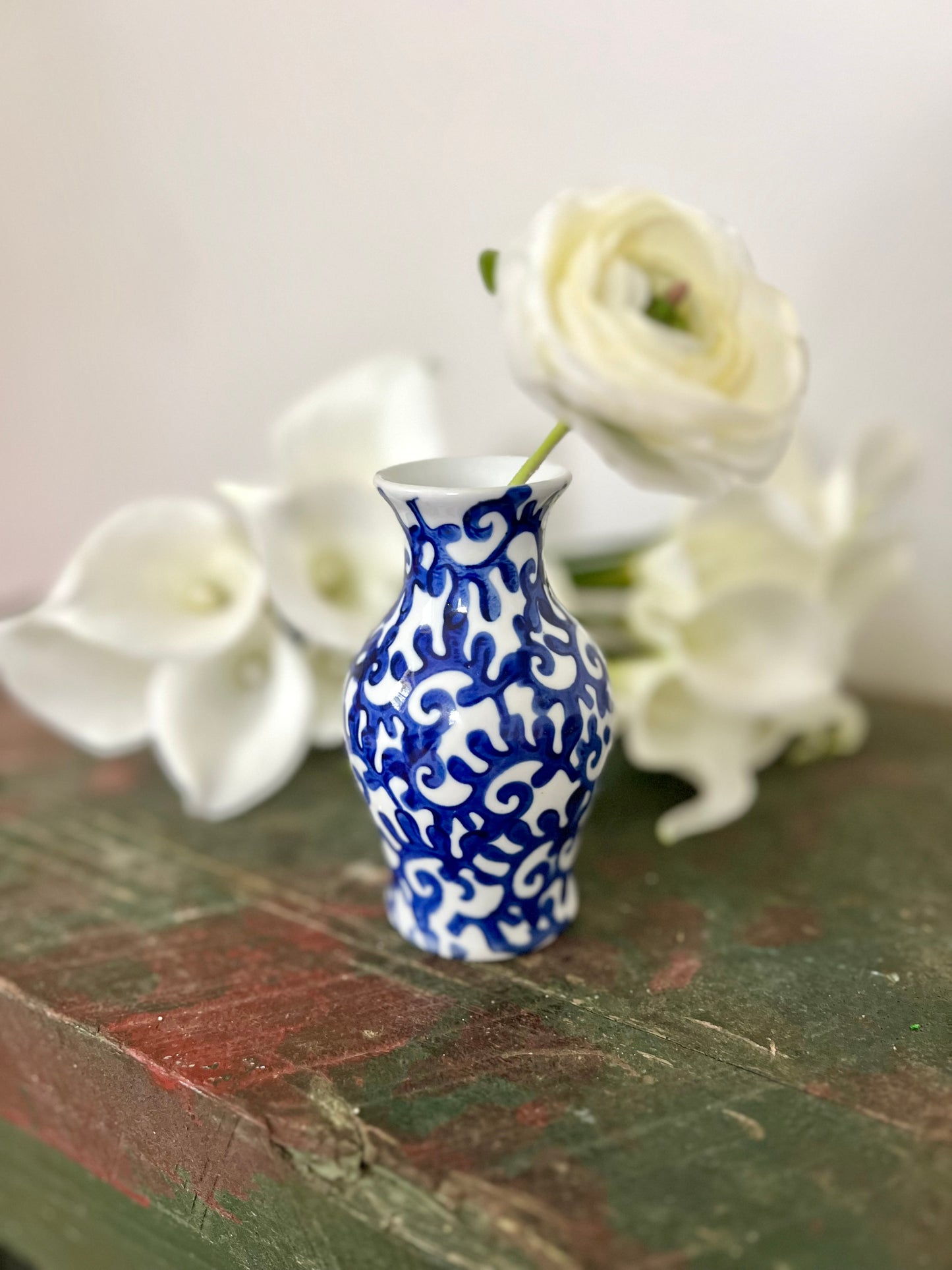 French Blue Porcelain Vase (Vine)