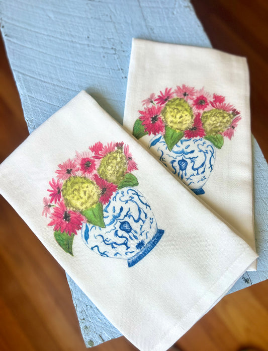 Ginger Jar Bouquet Dishtowel