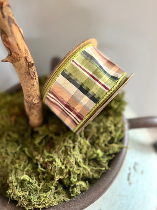 Green/Plaid Wired Ribbon